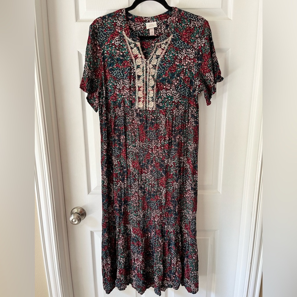 Knox Rose Floral Maxi Dress - Red, Green, Cream